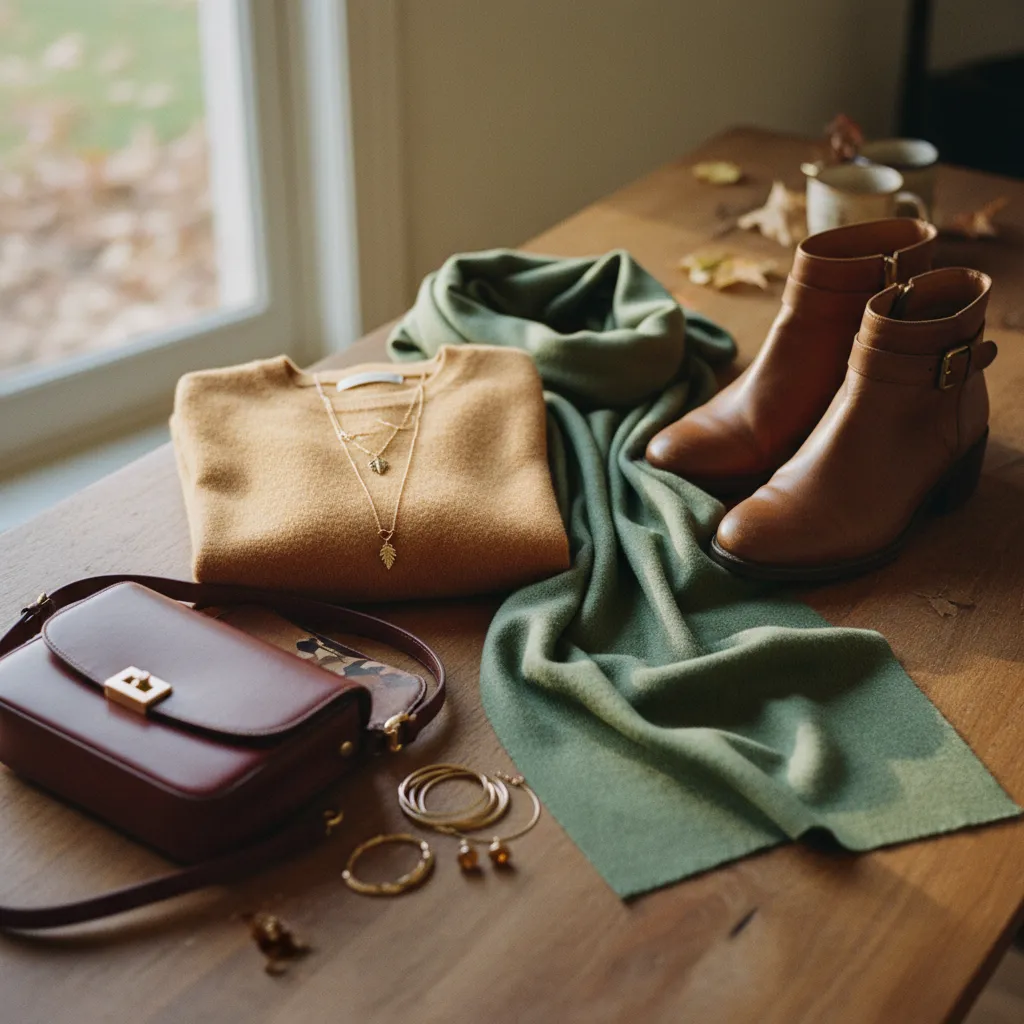Die wichtigsten Herbst-Essentials in den Trendfarben Karamell, Moosgrün und Burgunder