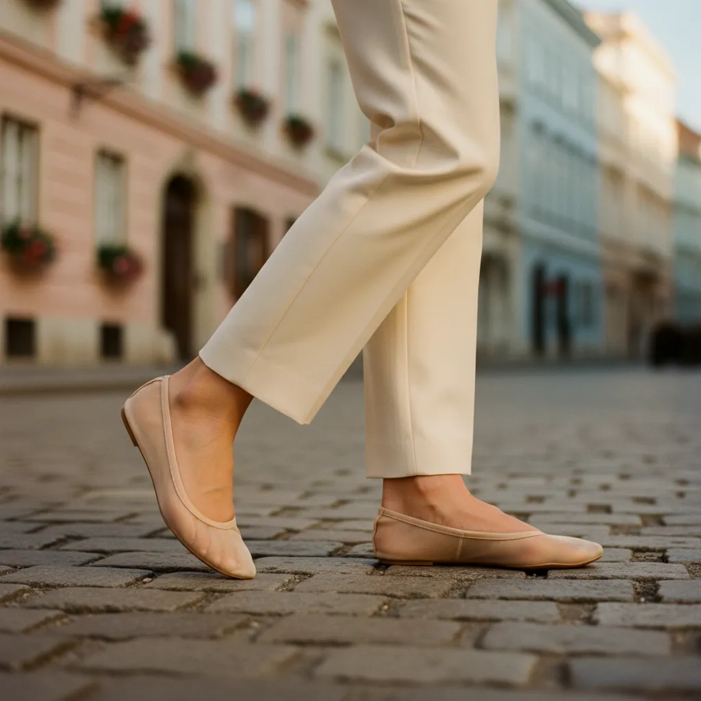 Mesh-Ballerinas in Nude sind der überraschendste Newcomer unter den Schuhtrends 2026