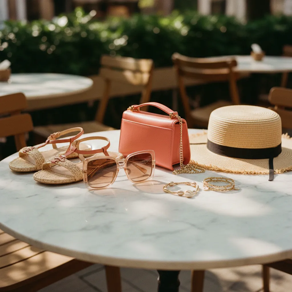 Accessoires im Sommer 2026: Geflochtene Naturmaterialien und goldener Layering-Schmuck