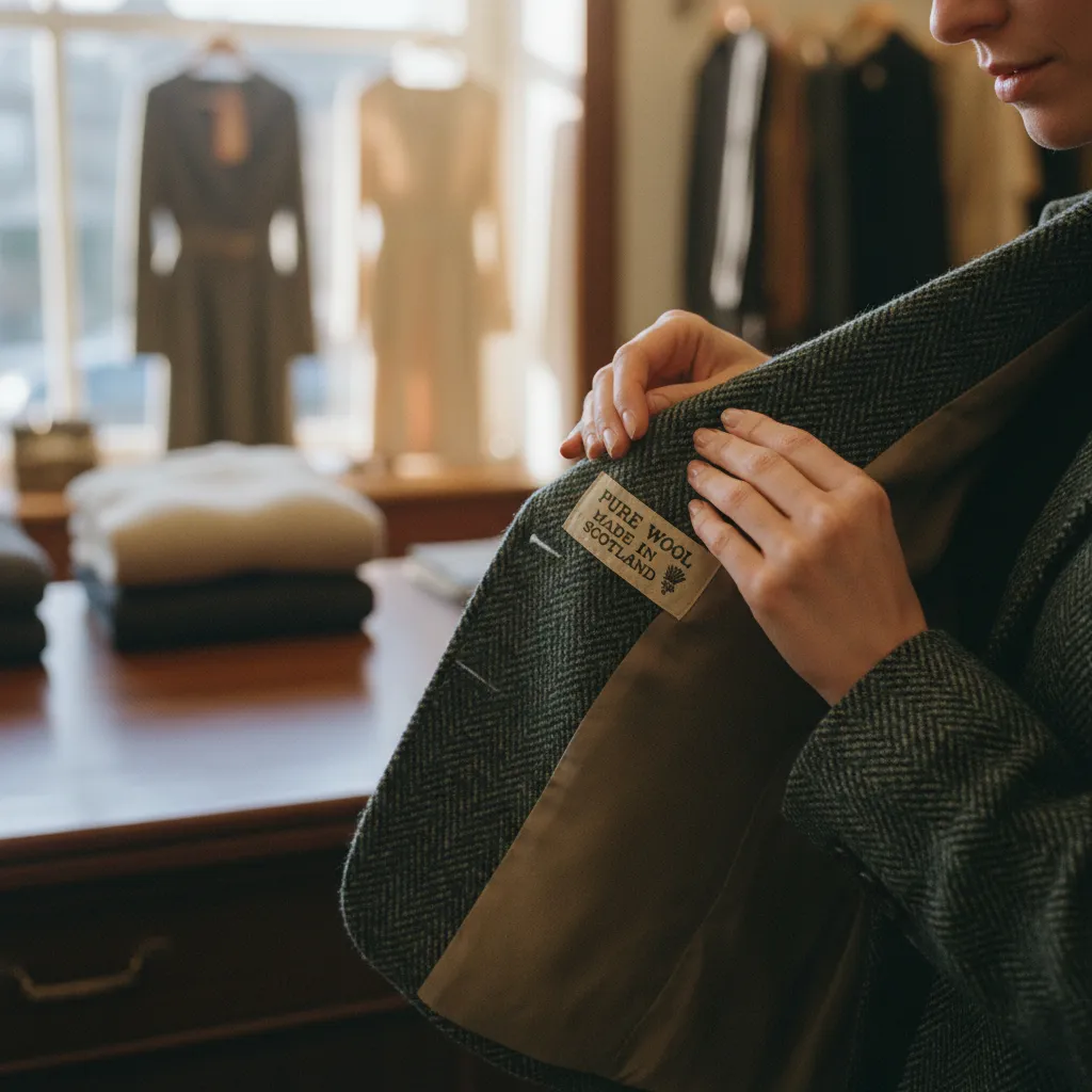 Qualitätsprüfung beim Vintage-Kauf: Nähte und Materialetiketten verraten die wahre Wertigkeit