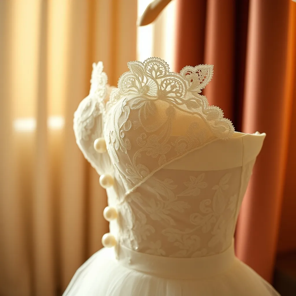 Feine Spitzendetails an einem Brautkleid aus einem oberösterreichischen Atelier