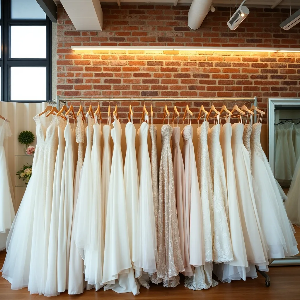 Vielfältige Brautkleidauswahl in einer modernen Boutique in Oberösterreich