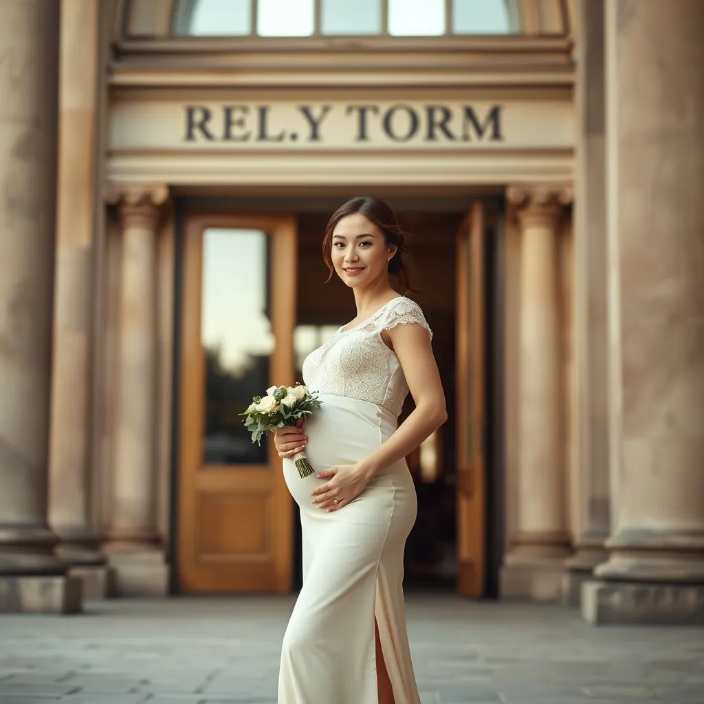 Elegantes kurzes Brautkleid für die standesamtliche Trauung in der Schwangerschaft