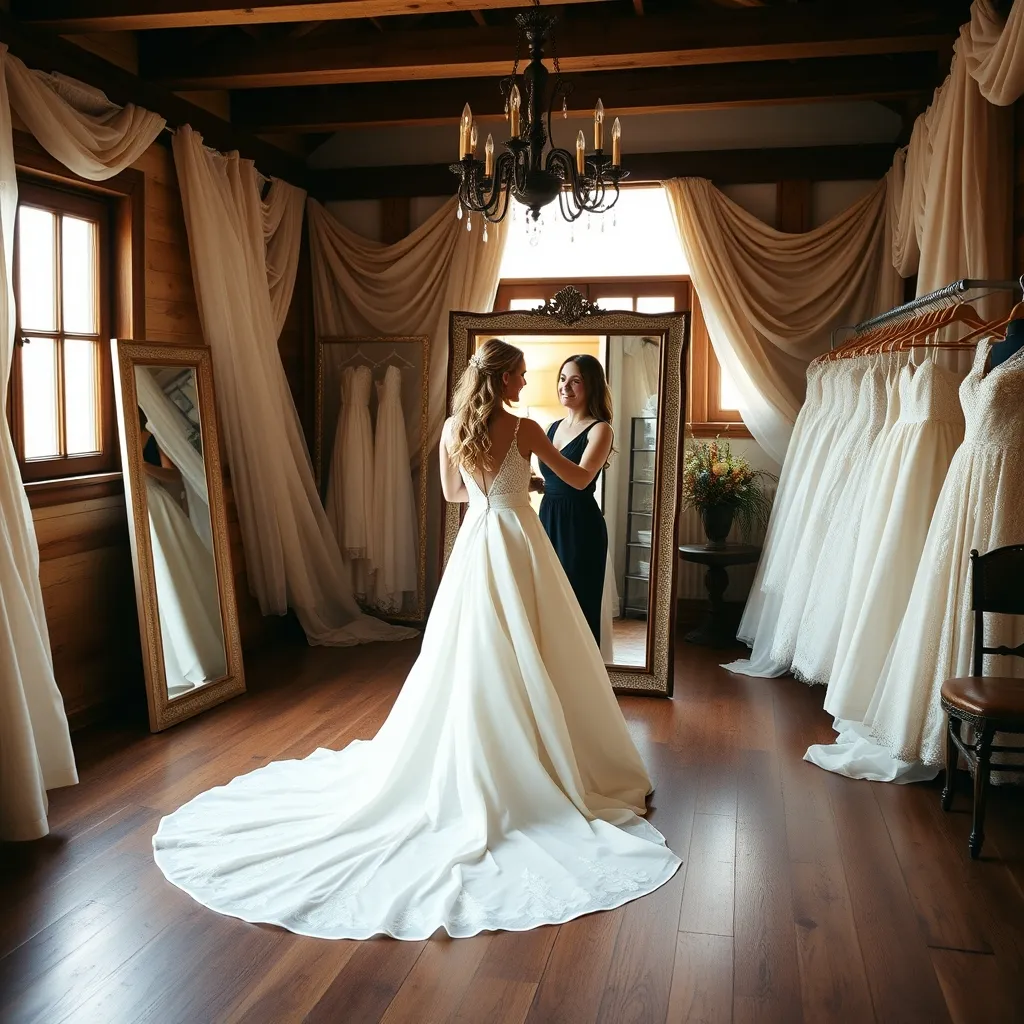 Brautkleid-Anprobe in einem gemütlichen Atelier mit persönlicher Beratung