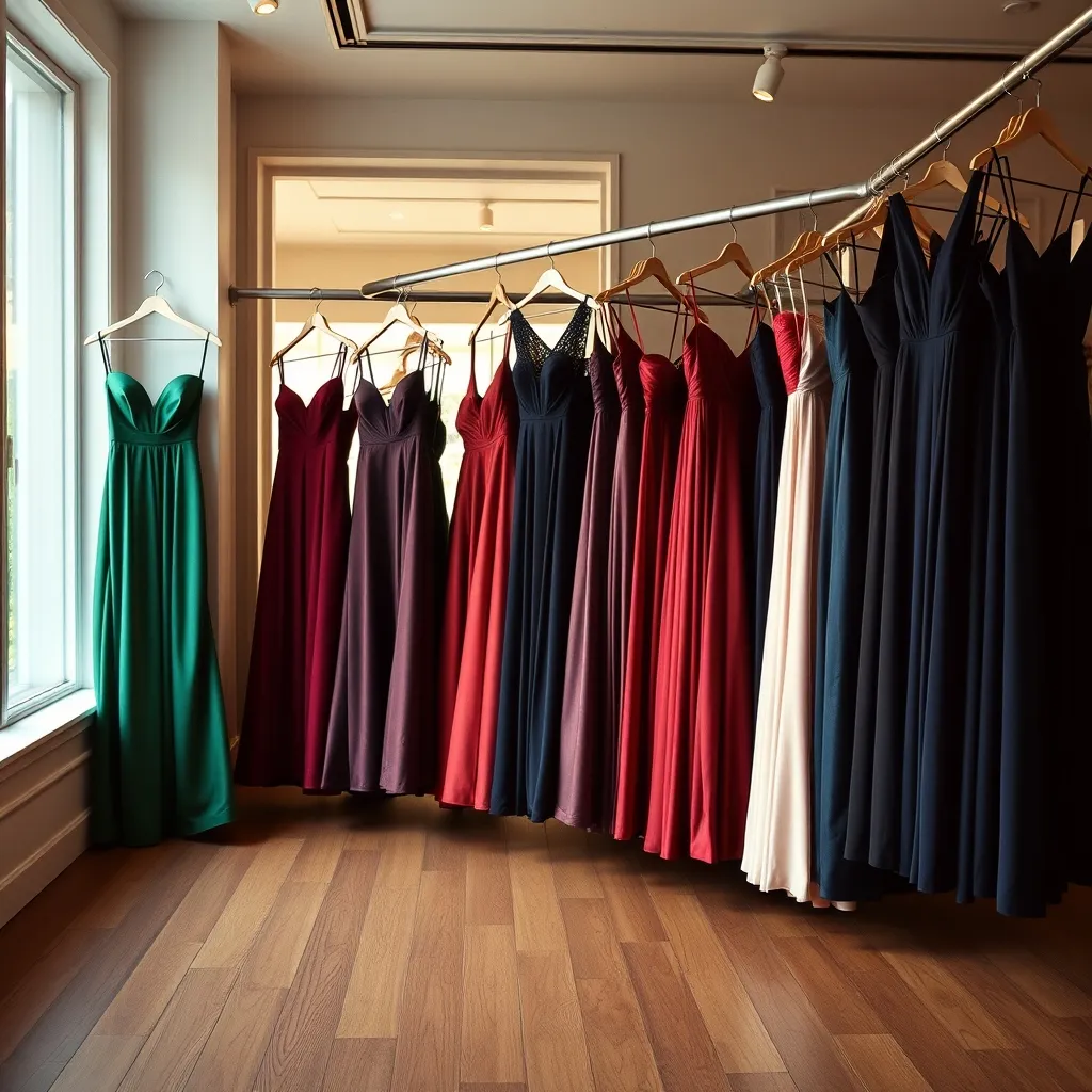Abendkleider und Ballkleider in kräftigen Farben im Modehaus