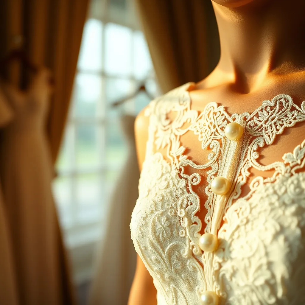 Feine Spitzendetails an einem Brautkleid aus der aktuellen Kollektion