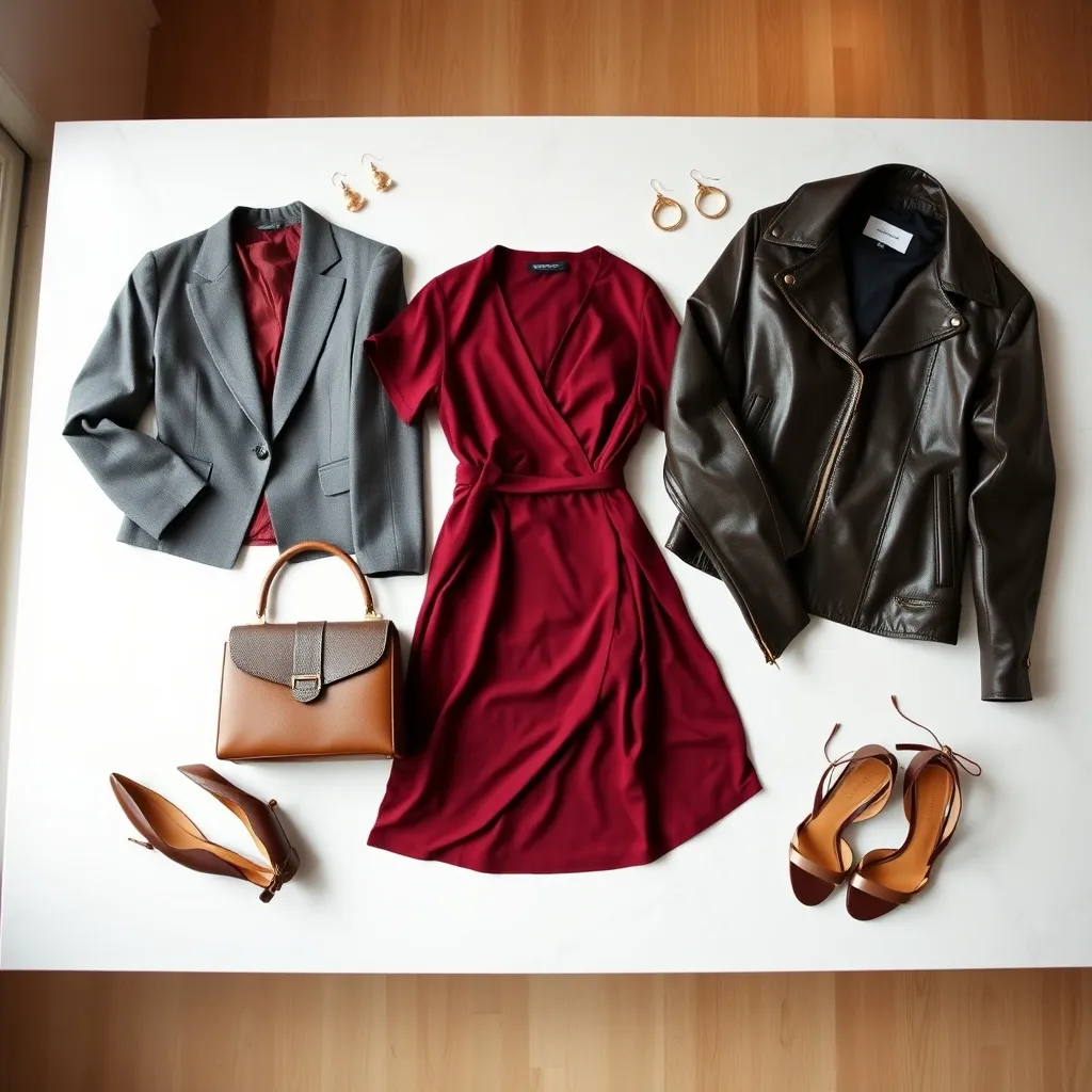 Zwei Styling-Varianten für ein Wickelkleid: Business-Look links, Abend-Look rechts