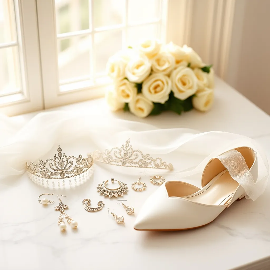 Braut-Accessoires für den Prinzessinnen-Look: Tiara, Schleier und Perlenschmuck