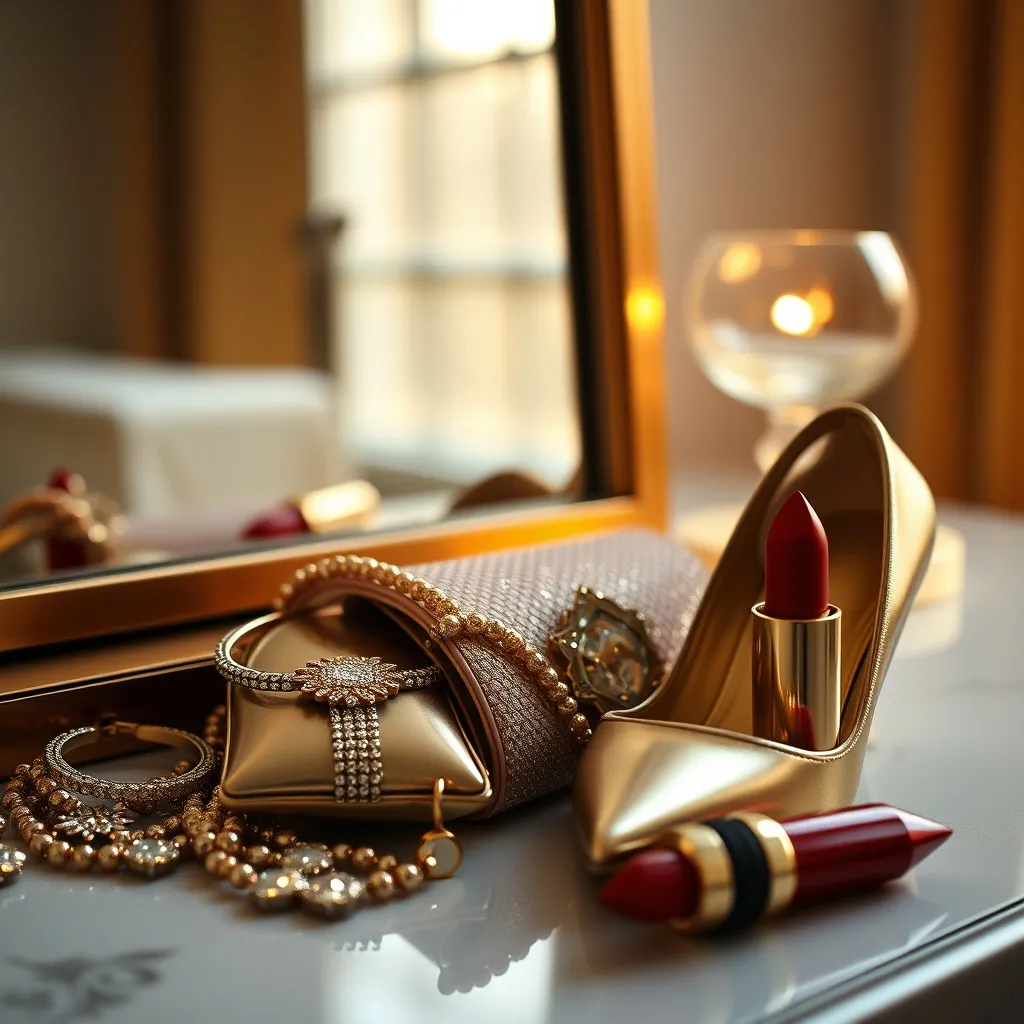 Elegante Silvester-Accessoires: Statement-Schmuck, Clutch und festliche Schuhe
