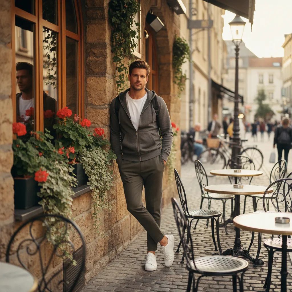 Athleisure für Herren: Mit hochwertigen Basics und minimalistischen Sneakern entsteht ein lässig-moderner Look