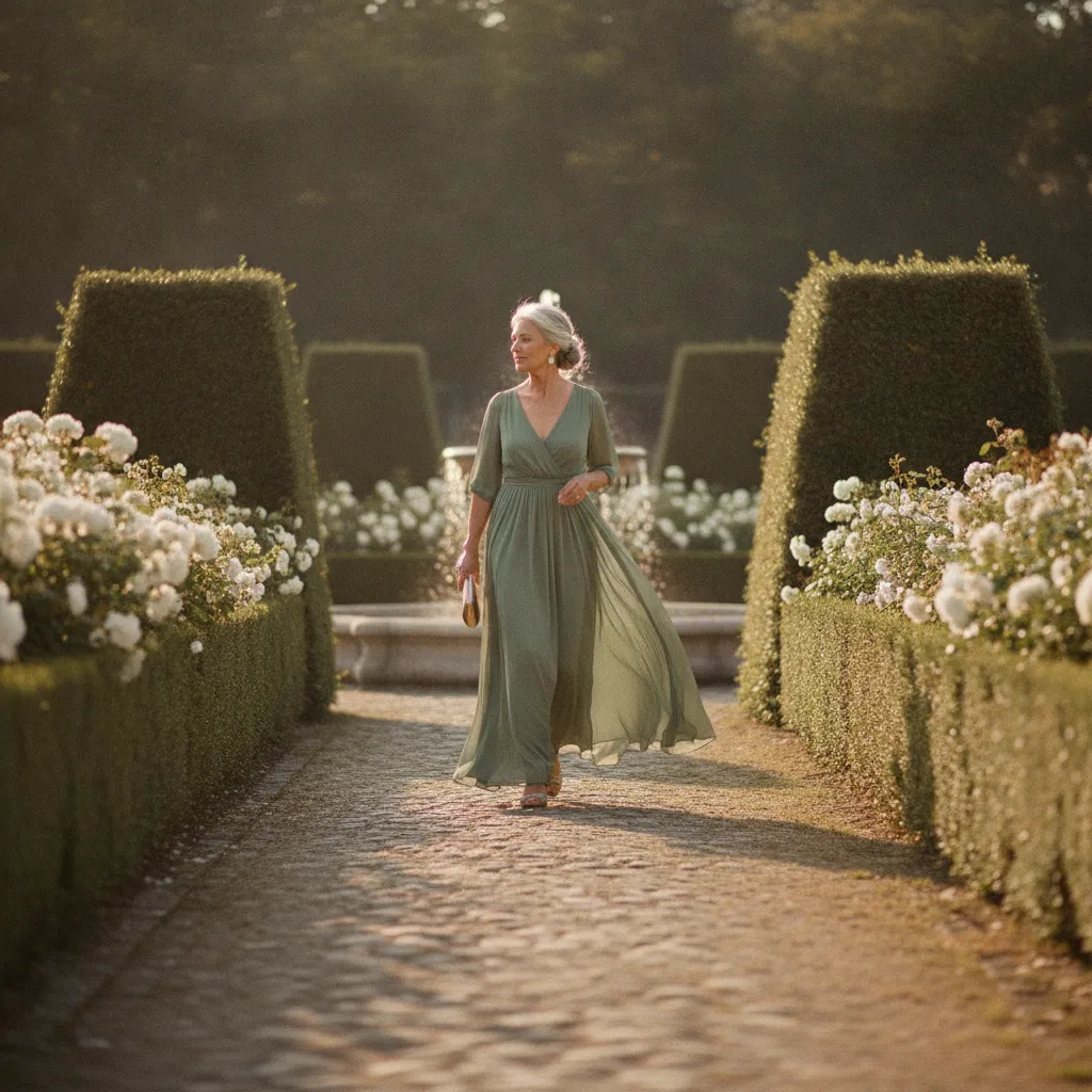 Ein fließendes Chiffonkleid ist die perfekte Wahl für eine Gartenhochzeit