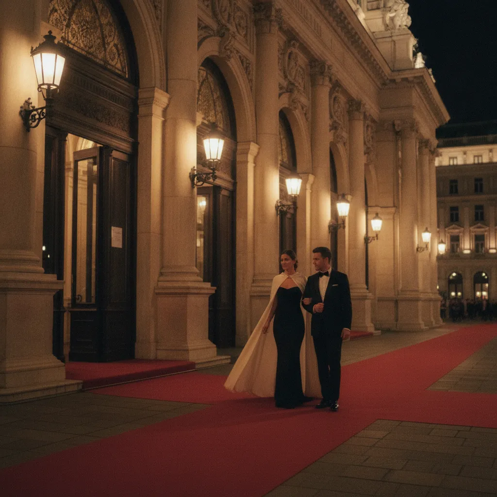 Ein elegantes Cape über dem schwarzen Abendkleid sorgt für einen dramatischen Auftritt