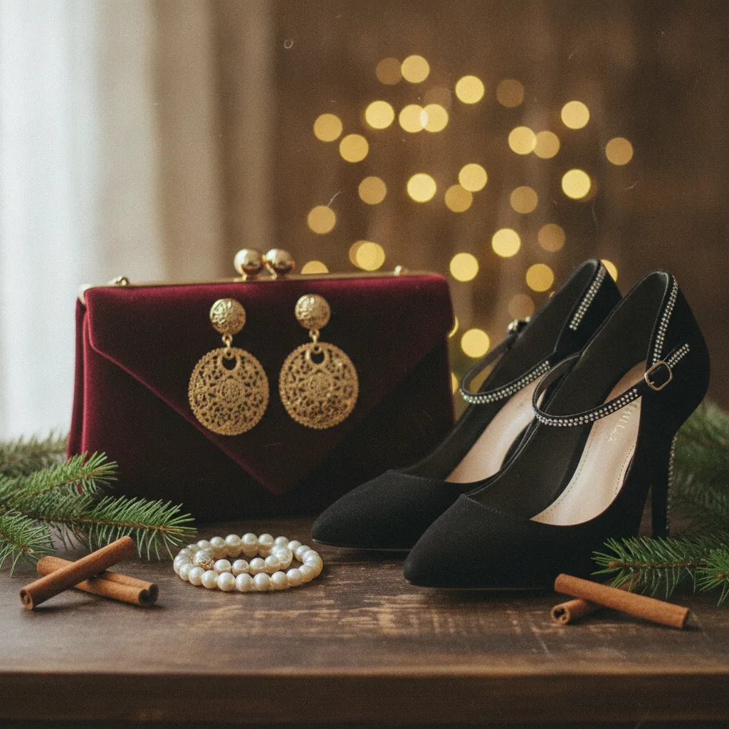 Die richtigen Accessoires verwandeln jedes schlichte Kleid in ein festliches Weihnachtsoutfit