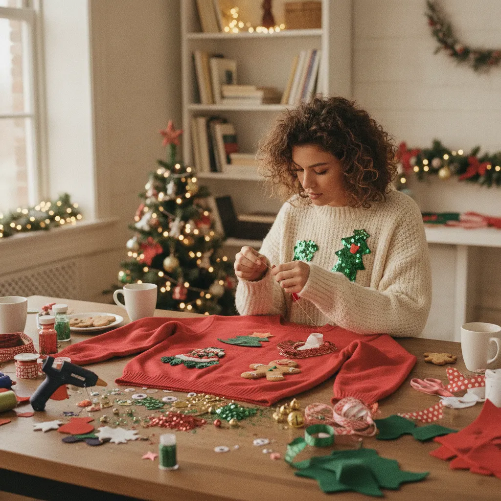 Selbstgemachter Ugly Christmas Pullover als nachhaltige Alternative