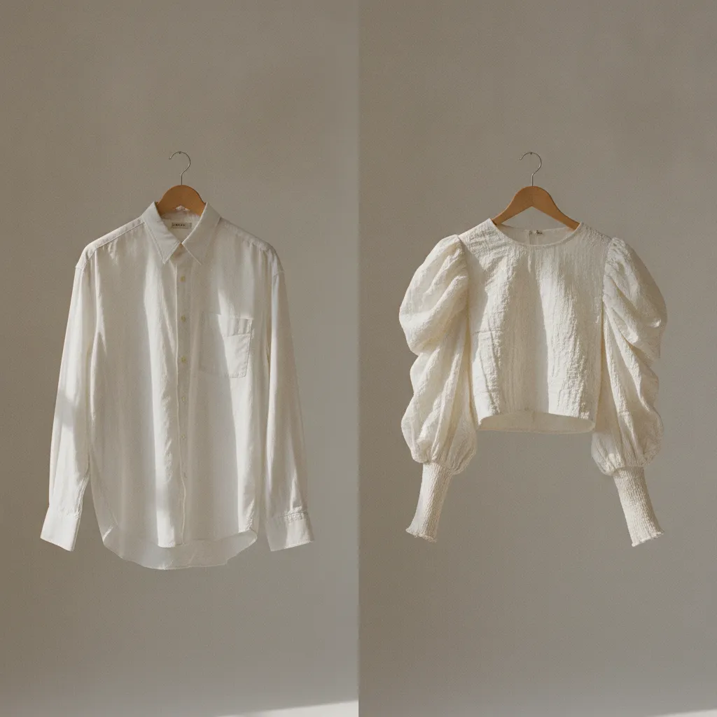 Vorher und Nachher: Vom schlichten Herrenhemd zur trendigen Damenbluse durch Upcycling