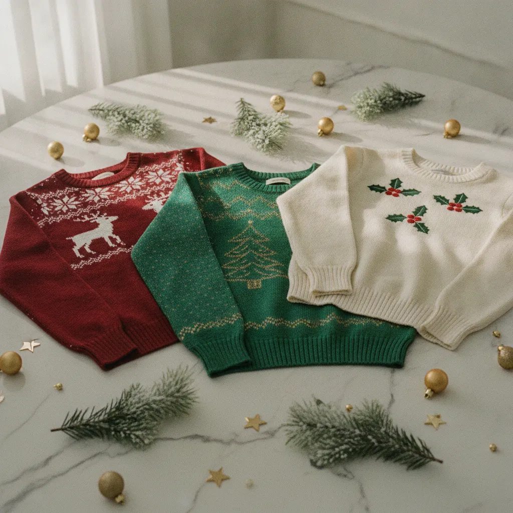 Verschiedene Weihnachtspullover-Stile im Vergleich: klassisch, edel und verspielt