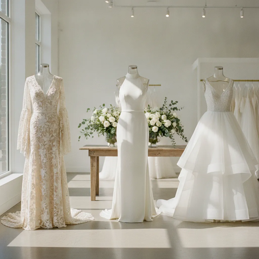 Verschiedene Brautkleid-Stile von Boho bis klassisch in einem niederösterreichischen Atelier