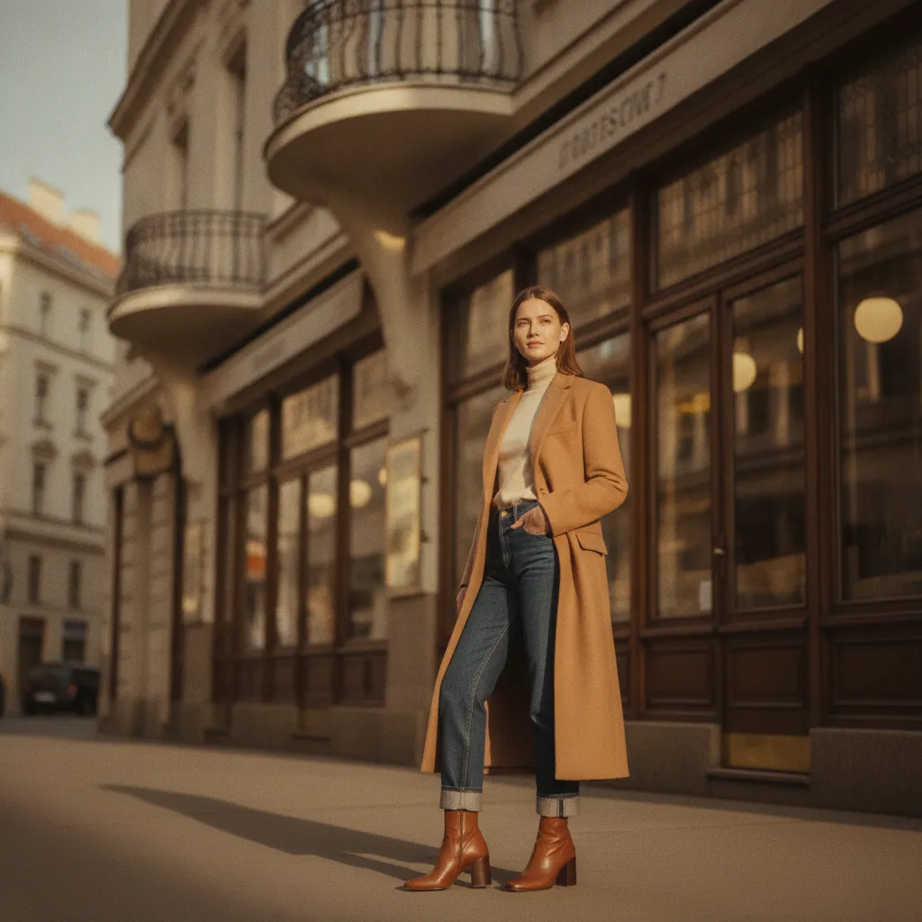 Braune Stiefel mit Blockabsatz zum klassischen Herbstoutfit