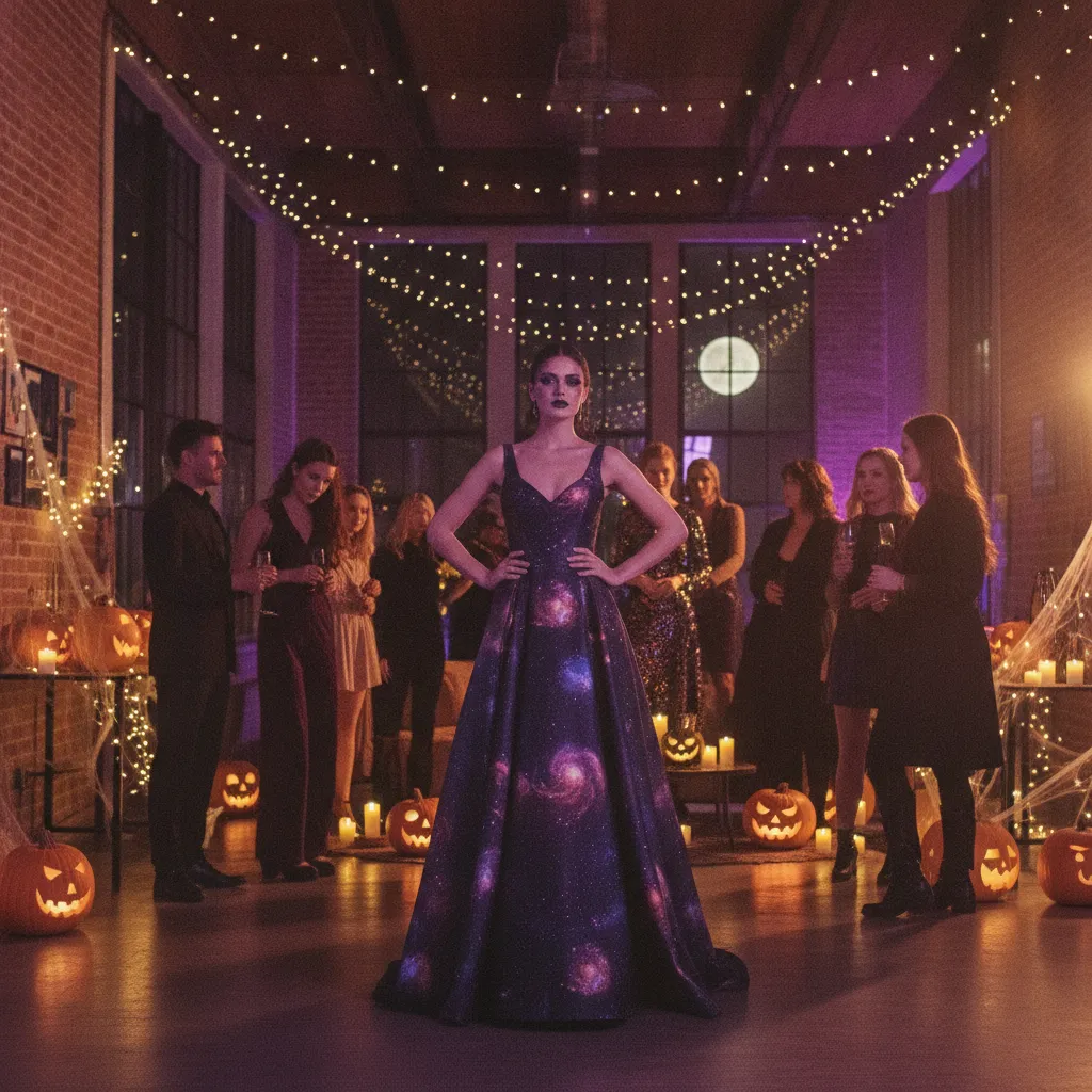 Das Galaxie-Kleid ist eine ausgefallene Alternative für die Halloween-Party