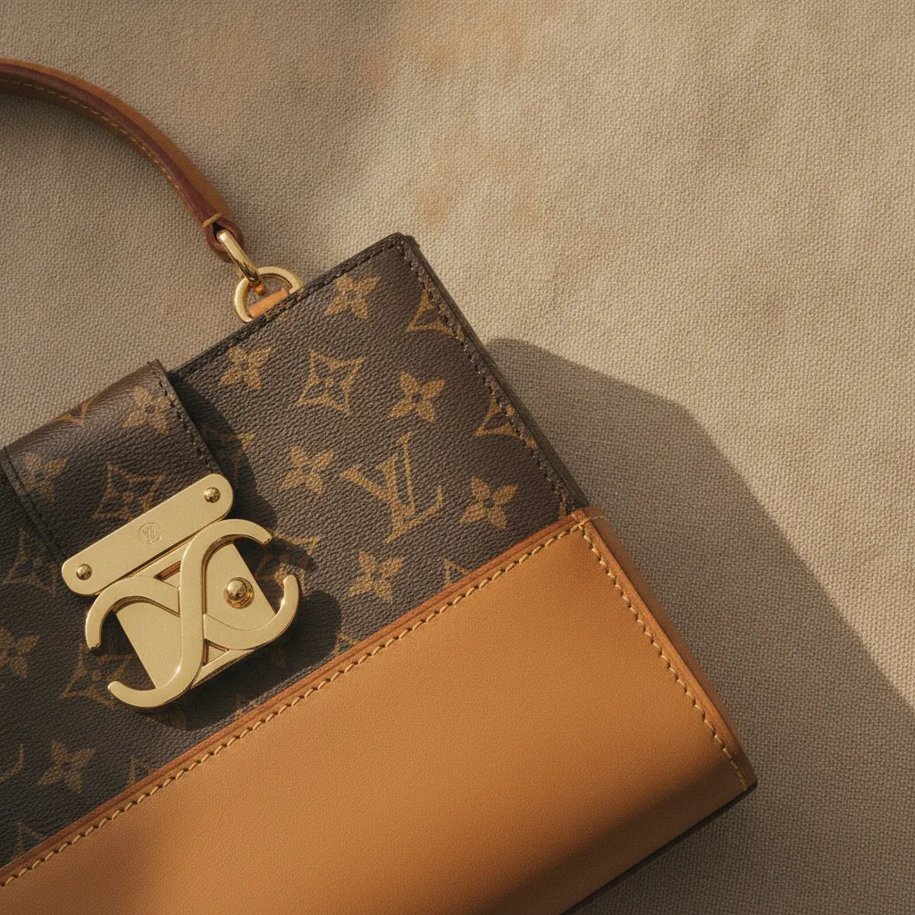 Detailaufnahme der hochwertigen Verarbeitung einer originalen Designertasche