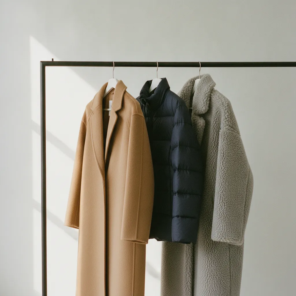 Verschiedene Manteltypen im Vergleich: Wollmischung, Steppjacke und Teddymantel