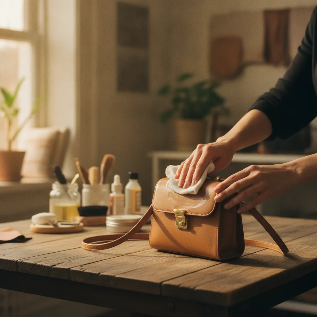 Regelmäßige Lederpflege verlängert die Lebensdauer kleiner Handtaschen erheblich