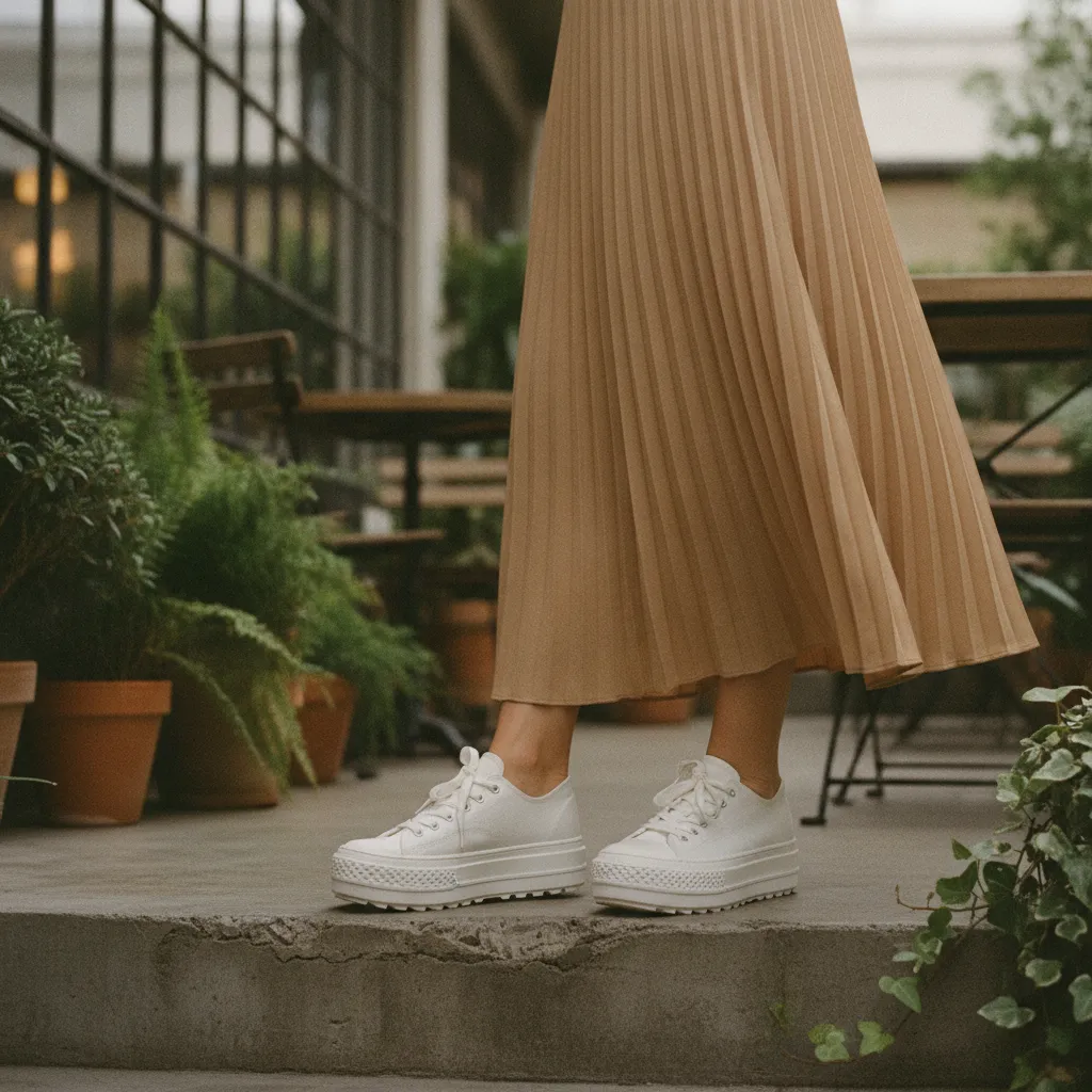 Plateau-Sneaker verleihen jedem Outfit eine elegantere Silhouette