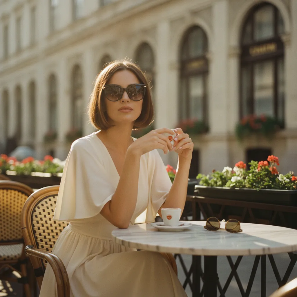 Sommerkleid mit Flügelärmeln: stilvoll im Wiener Kaffeehaus
