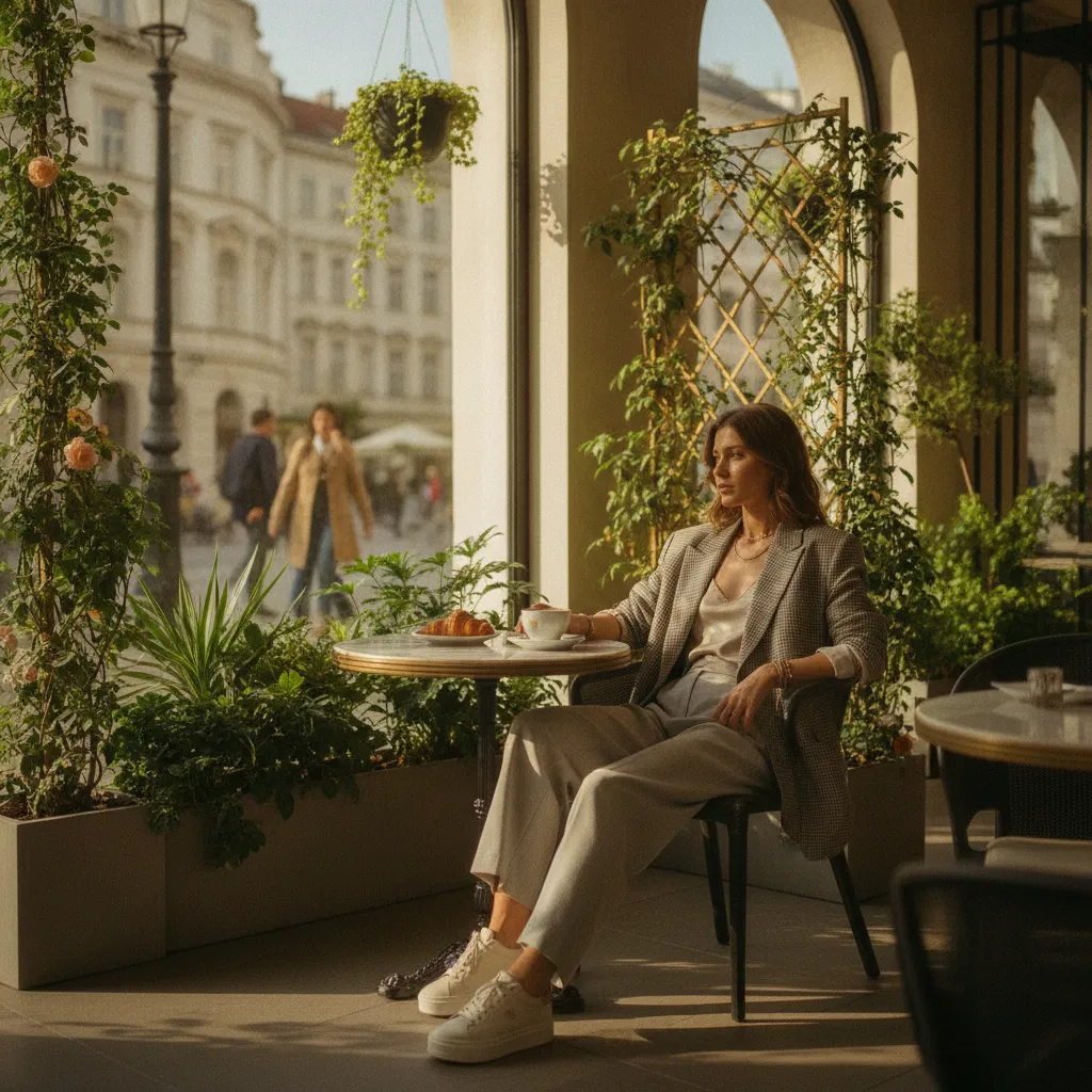 Plattform-Sneaker und weite Hose: ein alltagstauglicher Look mit Stil