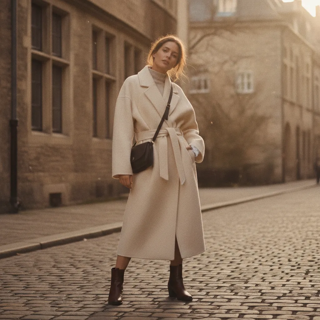 Ein Oversized-Mantel mit Bindegürtel ist die perfekte Wahl für besondere Anlässe im Winter