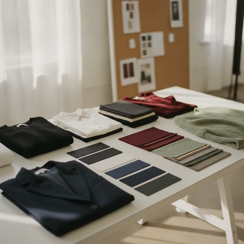 Farbpalette für die Capsule Wardrobe: Drei Basisfarben und zwei Akzentfarben bilden das Fundament