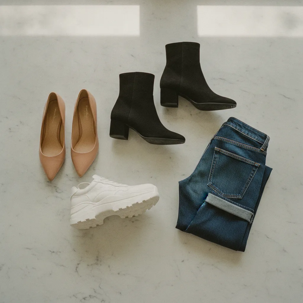 Drei Schuhtypen, die kurze Beine optisch strecken: Pumps, Stiefeletten und Plateau-Sneaker