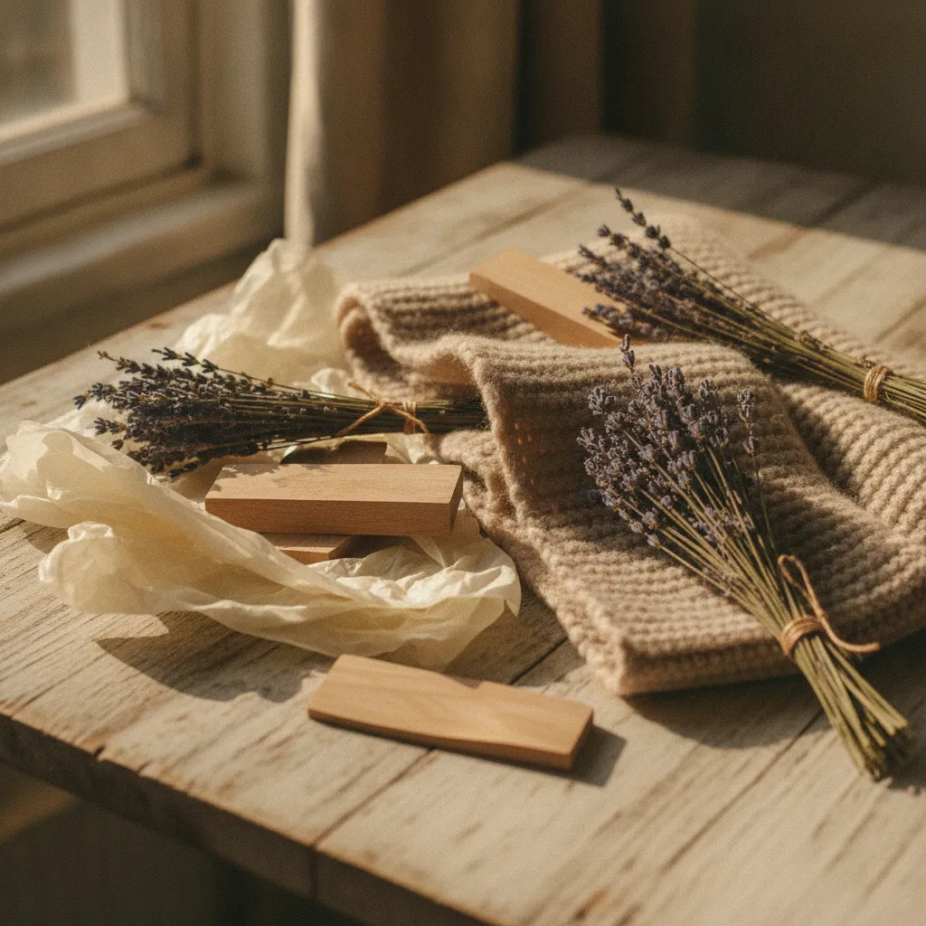 Natürlicher Mottenschutz: Lavendel, Zedernholz und säurefreies Seidenpapier schützen empfindliche Textilien
